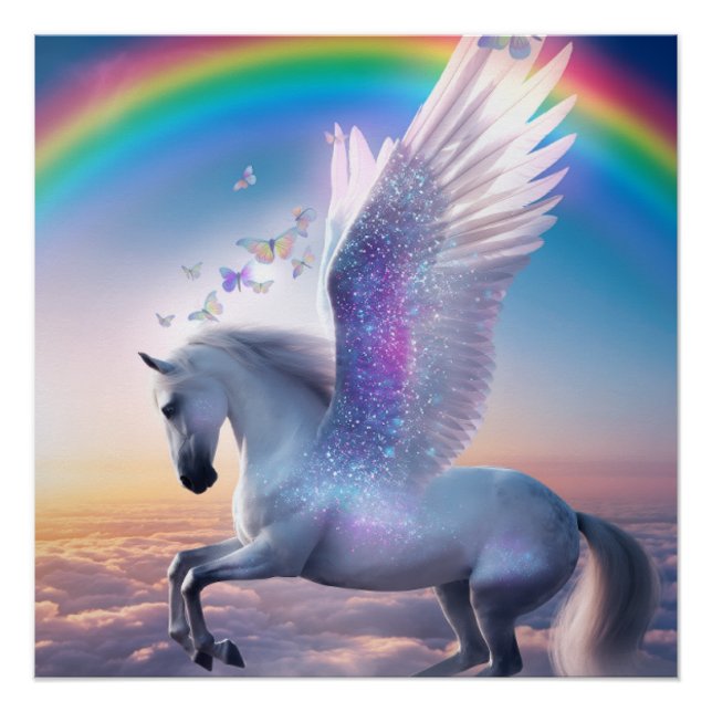 Pôster Pegasus with Rainbow (Frente)