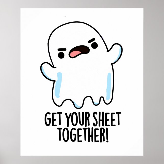 Poster Pegue Sua Folha Junto Engraçado Ghost Pun (Frente)