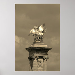 Poster Pégulo de estátua de bronze de Pegasus Gilded Pont