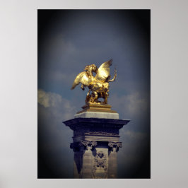 Poster Pégulo de estátua de bronze de Pegasus Gilded Pont