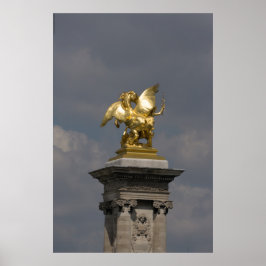 Poster Pégulo de estátua de bronze de Pegasus Gilded Pont