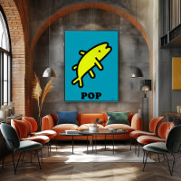 Peixe Amarelo Arte Pop Ousada Silhueta Animal Cart