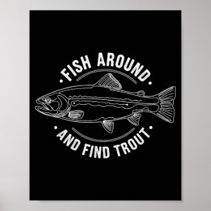 Poster Peixe Ao Redor E Encontre Truta Divertido Pescaria