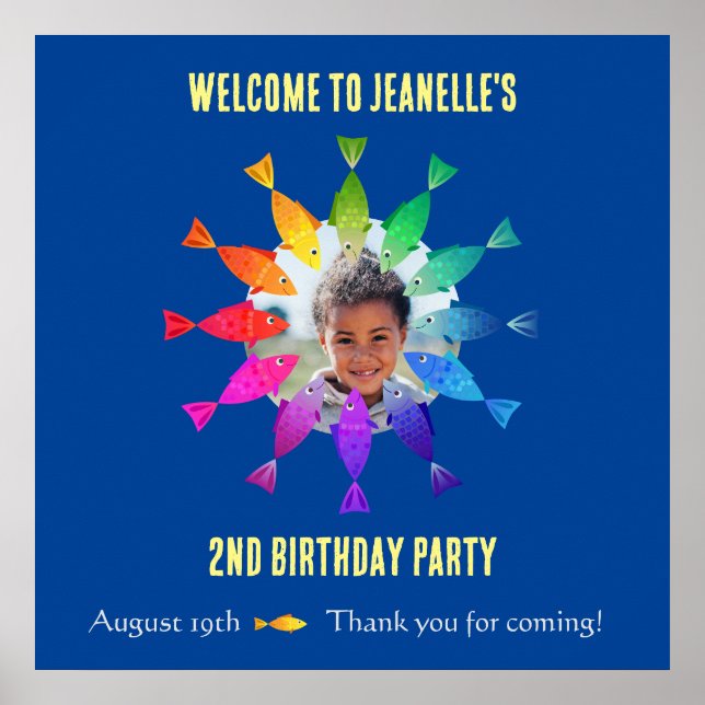 Poster Peixe-arco-íris no oceano, bonitinho bem-vindo (Frente)