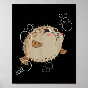 Poster Peixe Baiacu Peixe Balão Bolhas