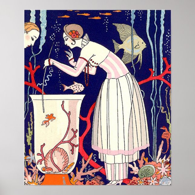 PÔSTER PEIXE BURACO, FASHÃO DE BELEZA DE ARTE DECO (Frente)