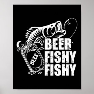 Poster Peixe Cerveja Peixe Divertido Pesca Bebendo Aniver