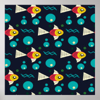 Peixe Colorido com ondas no mar. Geometria para