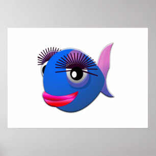 Poster Peixe de Cartografia Big Eyelashes