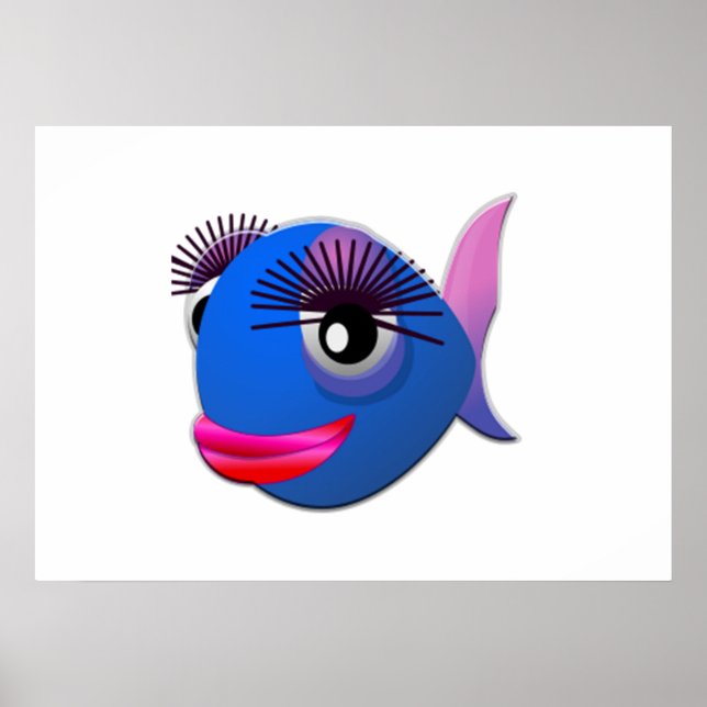 Poster Peixe de Cartografia Big Eyelashes (Frente)