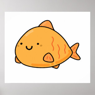 Poster Peixe de laranja Kawaii