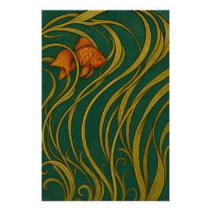 Pôster Peixe Dourado Art Nouveau