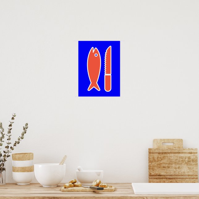 Poster Peixe e Faca (Cozinha)