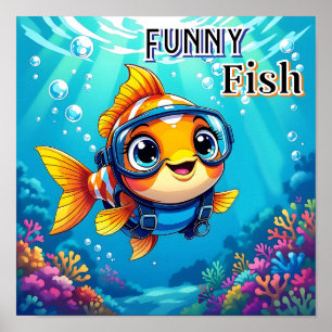 Poster Peixe Engraçado Arte de Enfermeiro de Crianças B