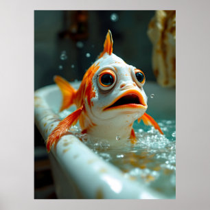 Poster Peixe engraçado no banho
