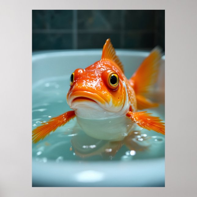Poster Peixe engraçado no banho (Frente)