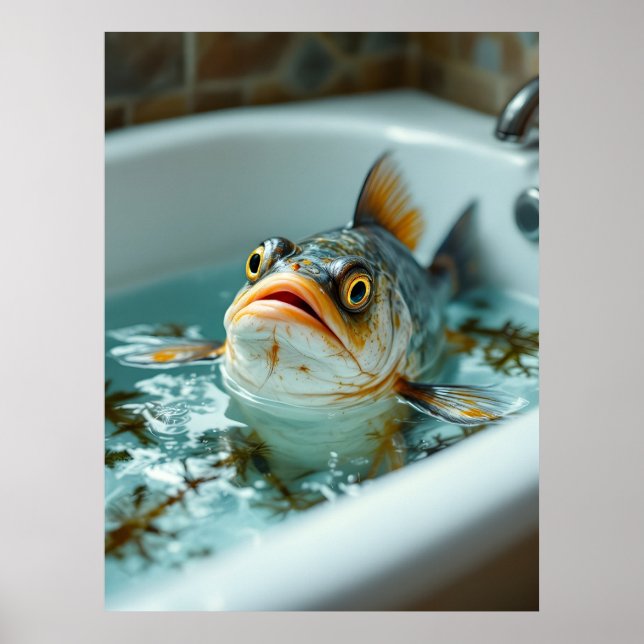 Poster Peixe engraçado no banho (Frente)