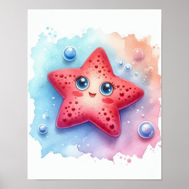 Poster Peixe Estrela Aquarela (Frente)