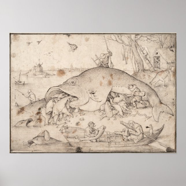 Poster Peixe grande come peixe pequeno por Pieter Bruegel (Frente)