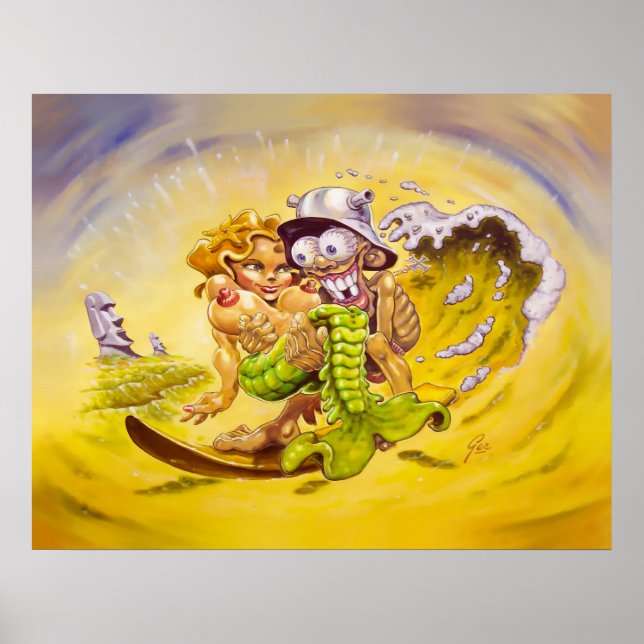 Pôster Peixe grande para surfista de Tiki (Frente)