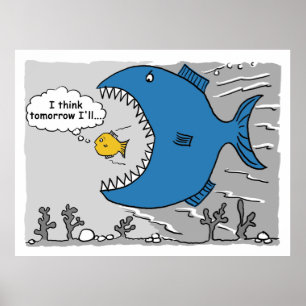 Poster Peixe grande prestes a comer um peixe menor