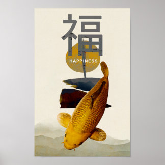 Poster peixe koi japonês