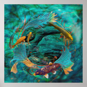 Poster Peixe Koi "NADANDO EM PAZ"