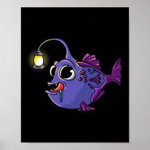 Poster Peixe Lanterna Peixe-Pescador do Mar Profundo Mons