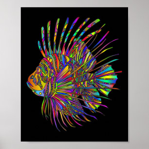 Poster Peixe-Leão Colorido Peixe Leão