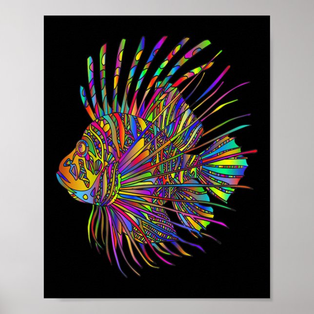 Poster Peixe-Leão Colorido Peixe Leão  (Frente)