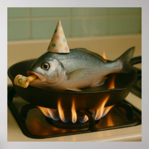 Poster Peixe Numa Capa Com Uma Festa Que Se Apresente