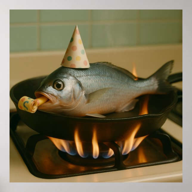 Poster Peixe Numa Capa Com Uma Festa Que Se Apresente (Frente)