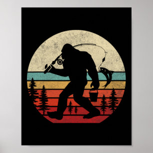 Poster Peixe-Pé-Grande A Pescar Homens-Pai Retro Sasquata