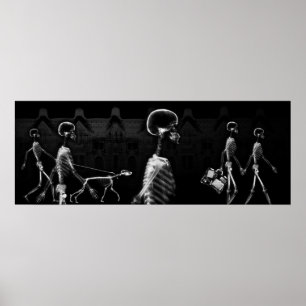 Poster Peixe Tanque BKRD X-Ray Skeletons Meia-Noite Strol