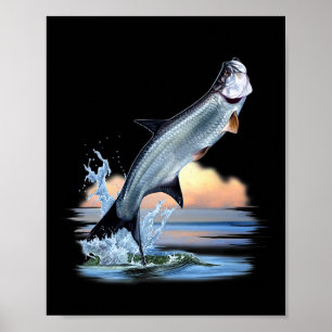 Poster Peixe Tarpon Água Doce Caça Pesca Vida Selvagem A