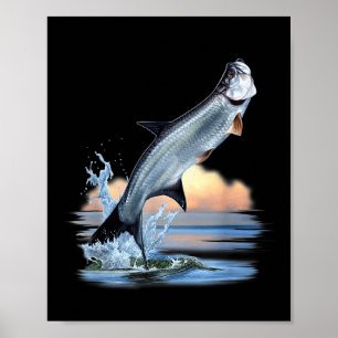 Poster Peixe Tarpon Água Doce Caça Pesca Vida Selvagem A