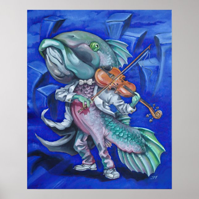 Poster Peixe tocando violino (Frente)
