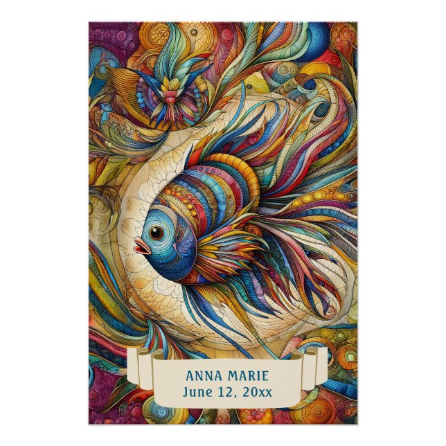 PÔSTER PEIXE TROPICAL COORDENADO E DIVERTIDO PARA CRIANÇA (Frente)