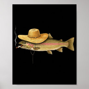 Poster Peixe truta legal fumando arte de humor de pescado