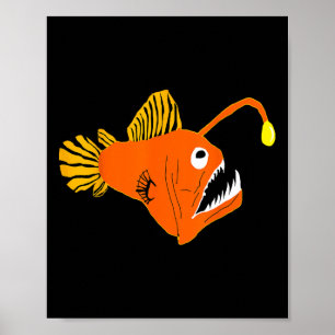 Poster Peixes-Anglês Criaturas do Mar Profundo Atacam Águ