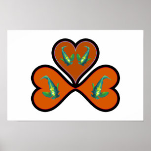 Poster Peixes-anjo Gêmeos - 3 Corações Vermelhos com Bord
