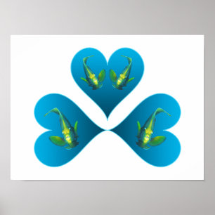 Poster Peixes-Anjo Gêmeos - Ilustração de Três Corações A
