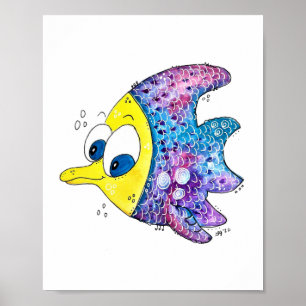 Poster Peixes Coloridos Esbranquiçados