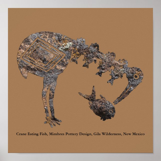 Poster Peixes Comedores De Crane, Mimbres Design (Frente)