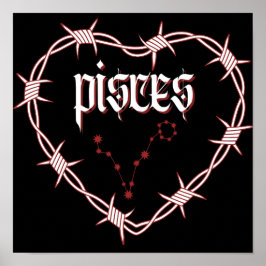 Poster Peixes Constelação Gótica Arte Celestial Escura