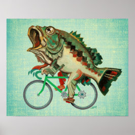Poster Peixes de Baixo Andando em Bicicleta