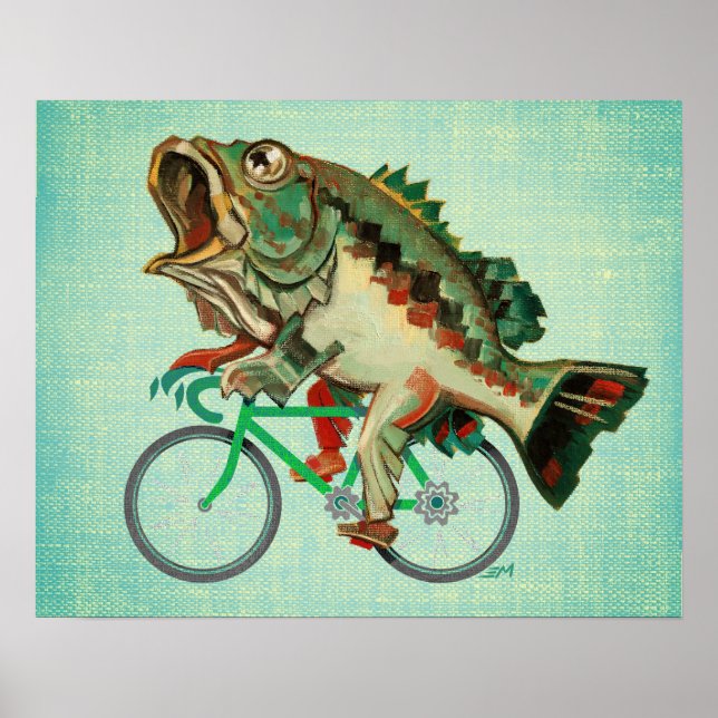 Poster Peixes de Baixo Andando em Bicicleta (Frente)