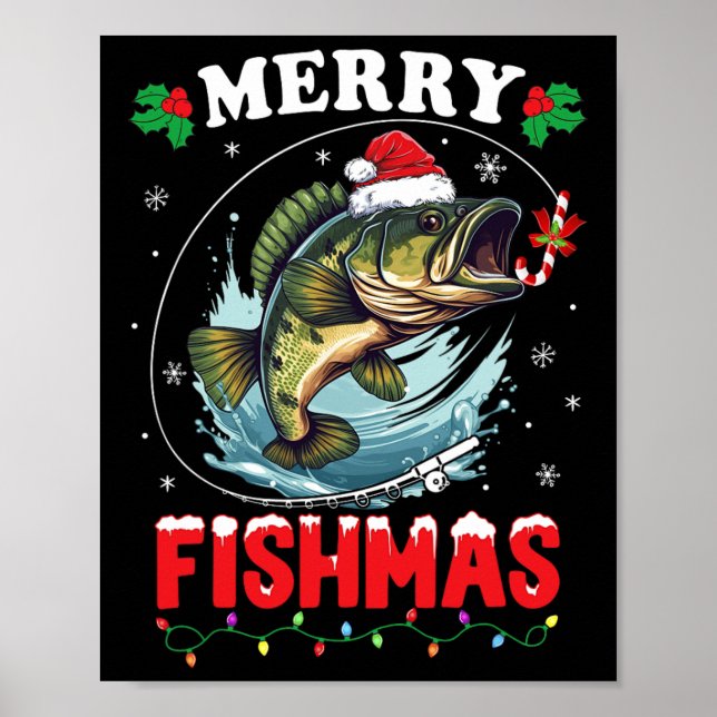 Poster Peixes de feliz Engraçados Pescar Pais de Natal (Frente)