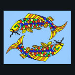 Poster Peixes de Rico de pop pescam azul claro<br><div class="desc">Este impressão de arte para o seu decoro doméstico é uma cor azul clara com dois Peixes de rico brilhantes Peixe.</div>