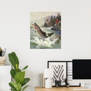 Poster Peixes de trutas do arco-íris Vintage